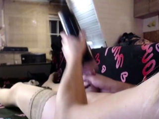 Solo shemale amateur with big tits masturbating