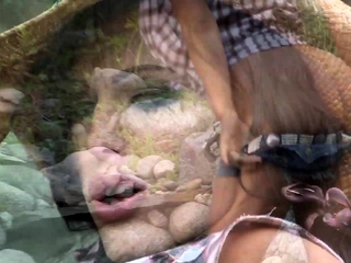 Brunette wife with big boobs gives blowjob